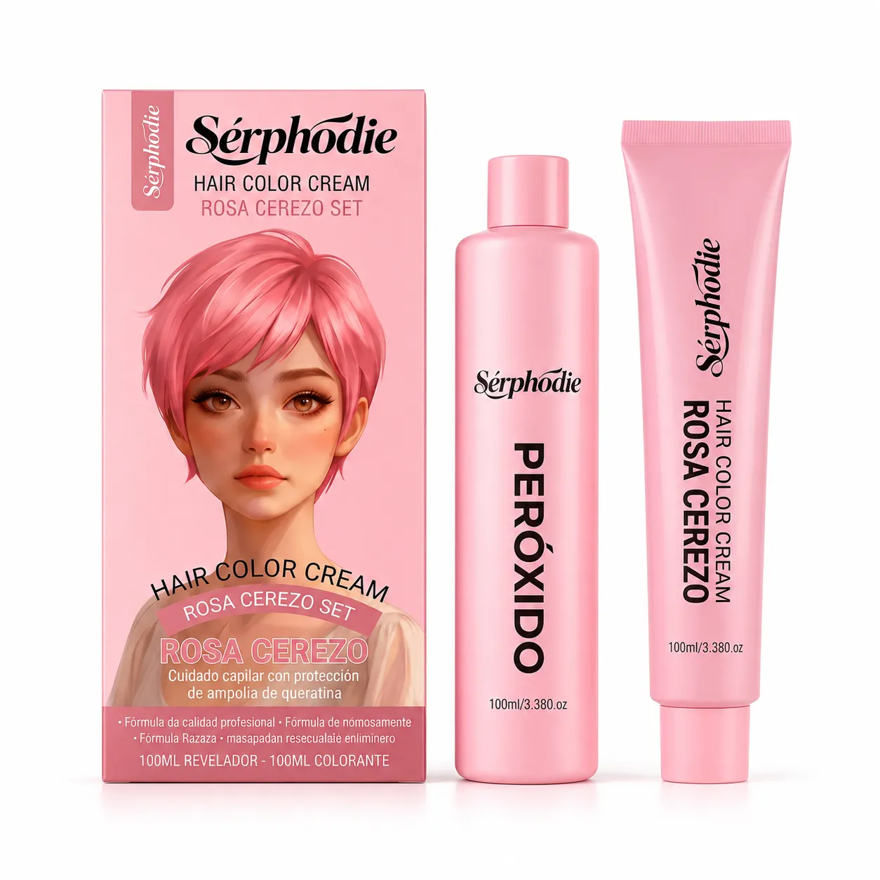 Sérphodie Cherry Pink At-Home Hair Color Cream Set