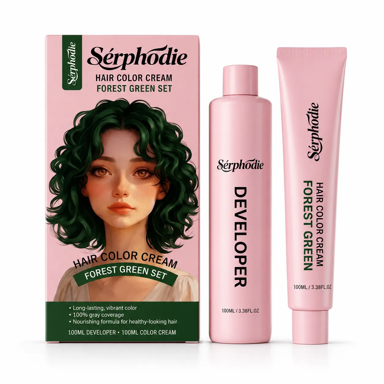 Sérphodie Forest Green At-Home Hair Color Cream Kit