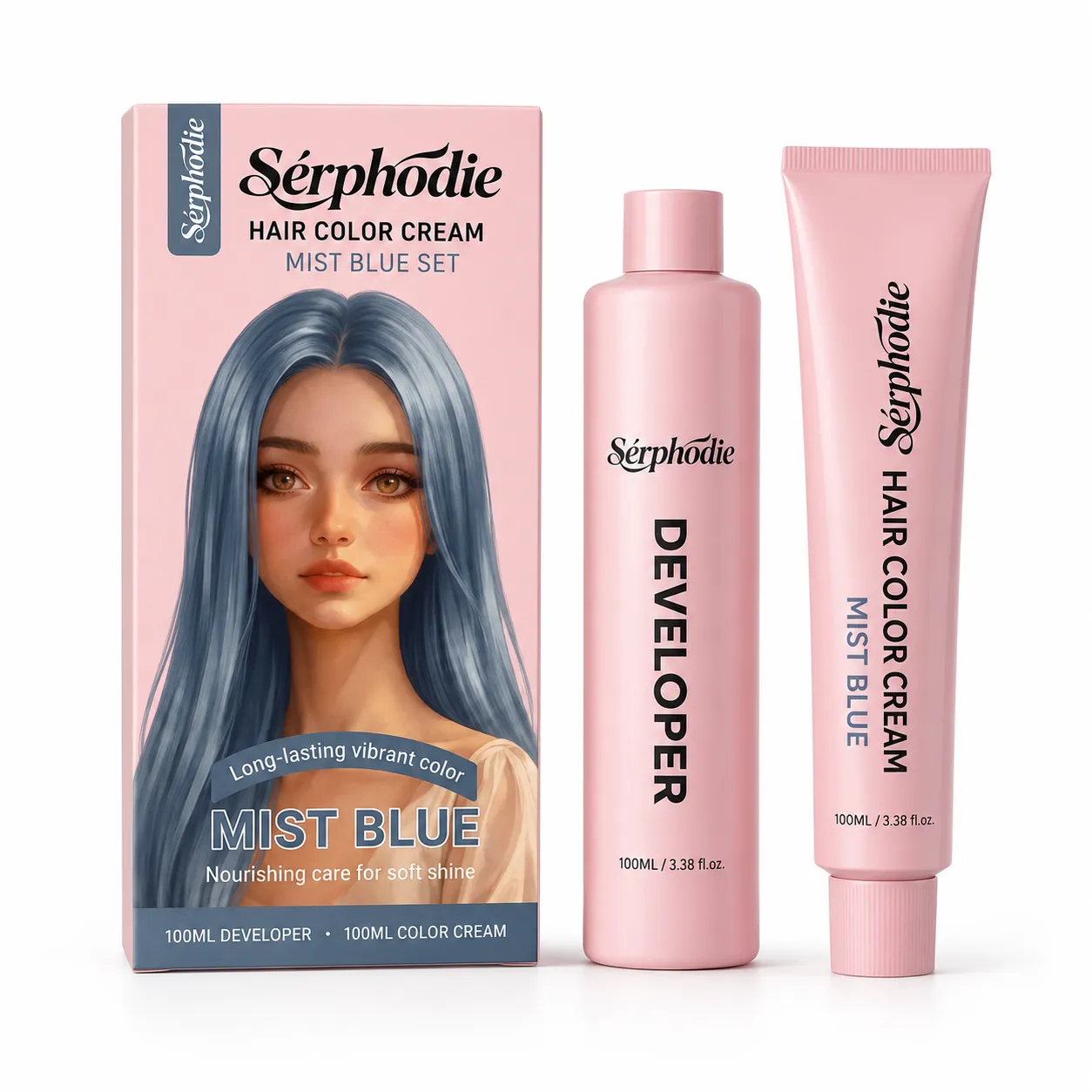 Sérphodie Mist Blue At-Home Hair Color Cream Kit