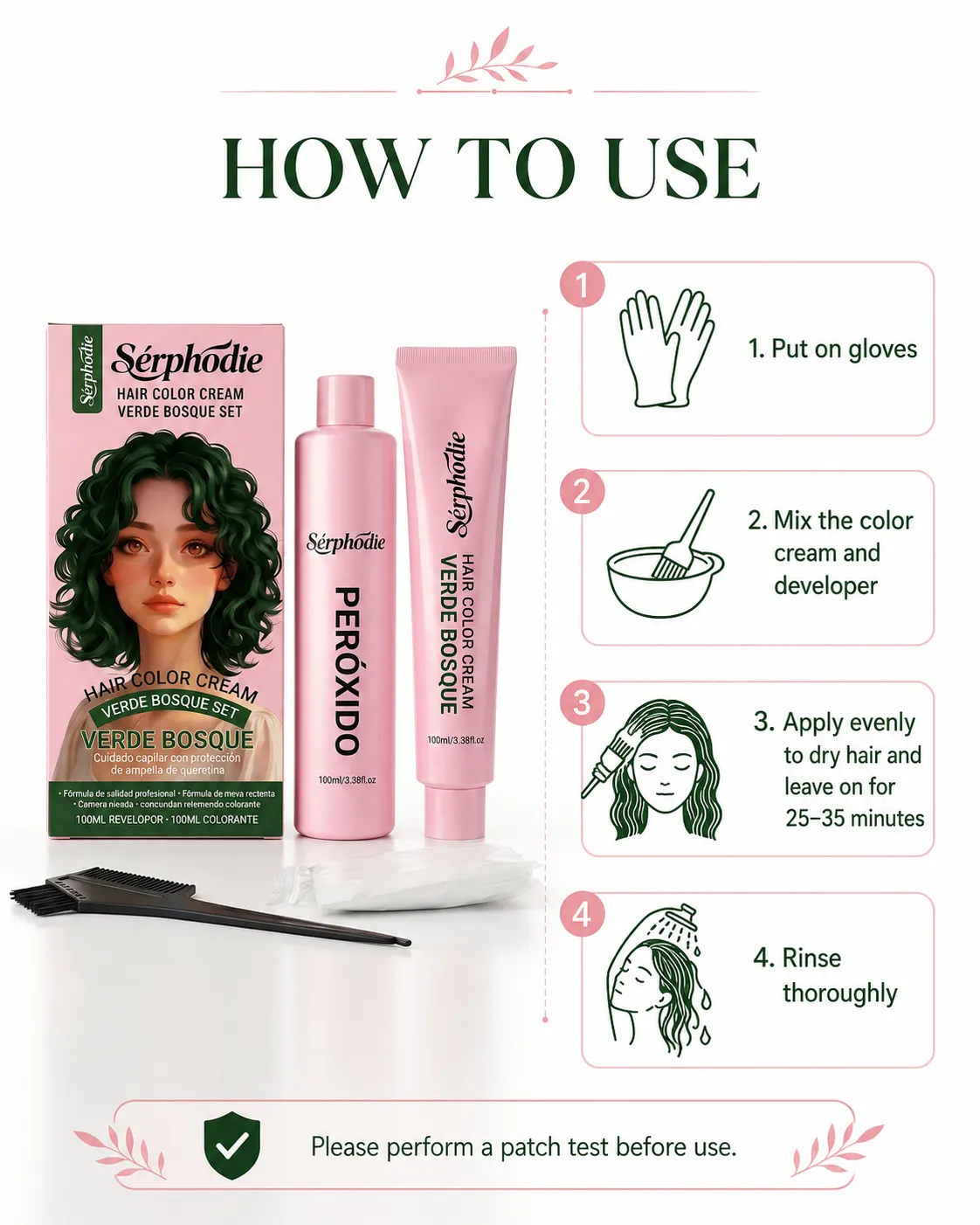 Sérphodie Forest Green At-Home Hair Color Cream Kit