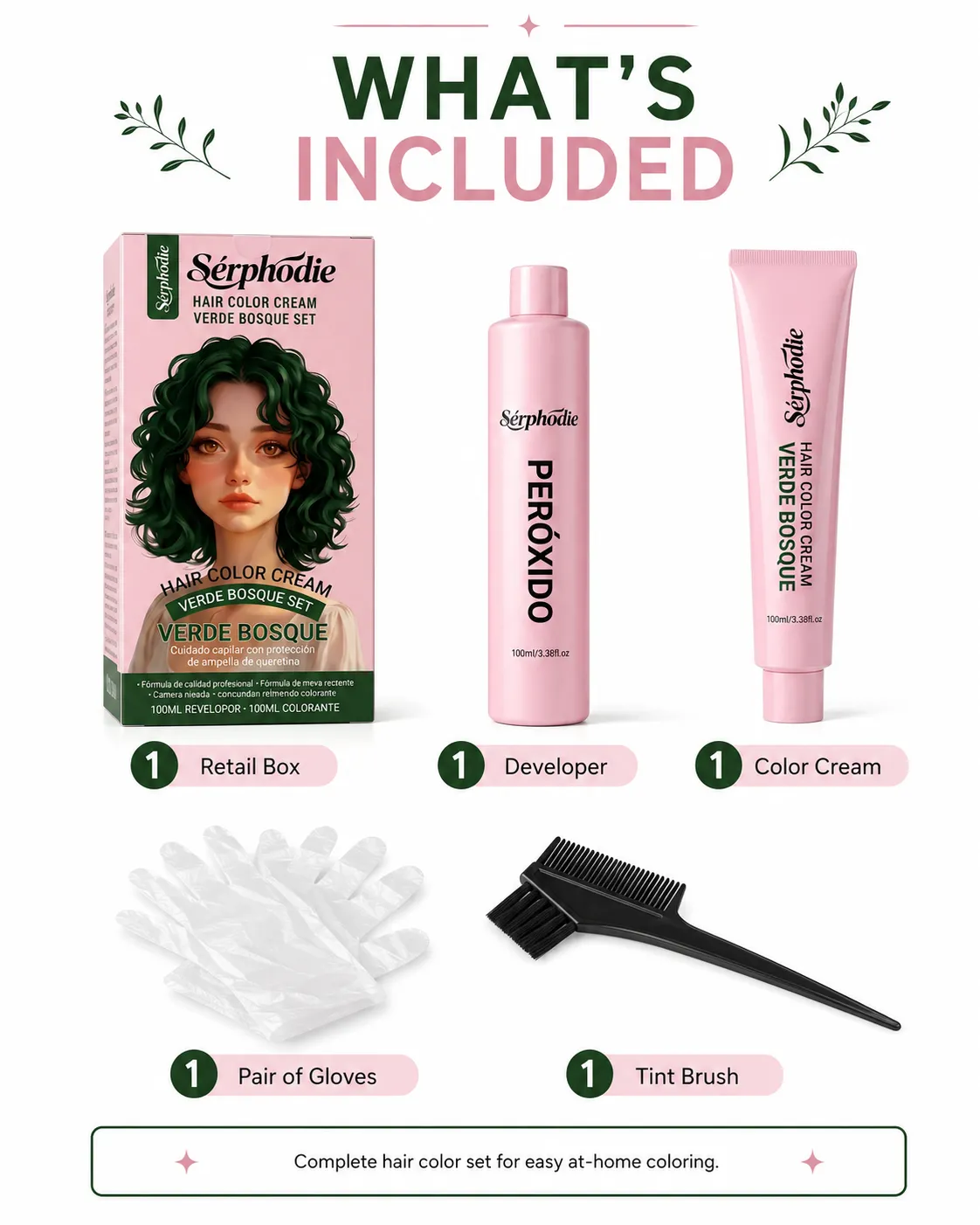 Sérphodie Forest Green At-Home Hair Color Cream Kit