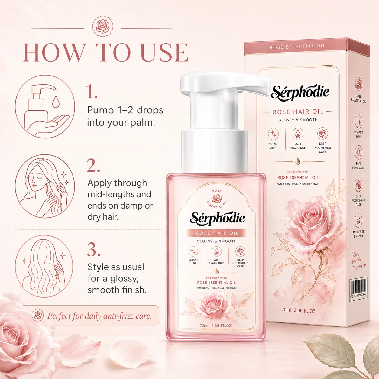 Serphodie Rose Hair Oil